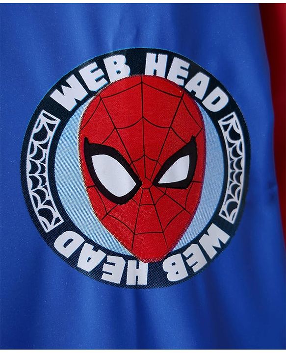 Pine Kids Marvel Full Sleeves Hooded Spider-Man Raincoat - Blue & Red