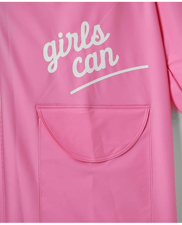 Pine Kids Full Sleeves Hooded Raincoat - Dark Pink