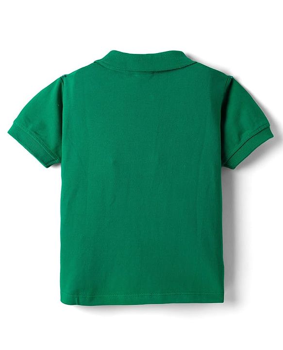 Babyhug 100% Cotton Half Sleeves Polo T- Shirt with Safari Patch Detailing - Green