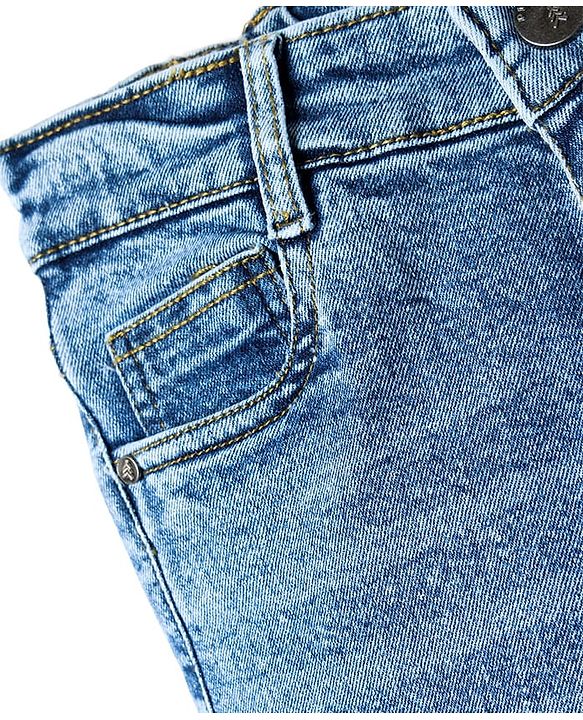 Pine Kids Denim Woven Full Length Washed Jeans-Blue
