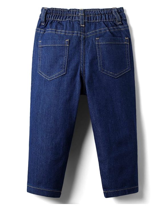 Babyhug Cotton Woven Full Sleeves Checkered Shirt & Denim Jeans Set - Navy Blue