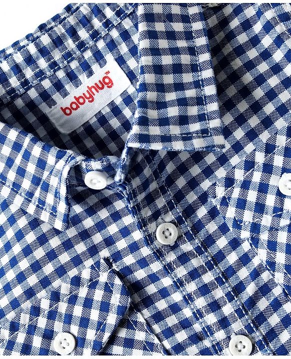 Babyhug Cotton Woven Full Sleeves Checks Shirt & Denim Jeans Set - Blue