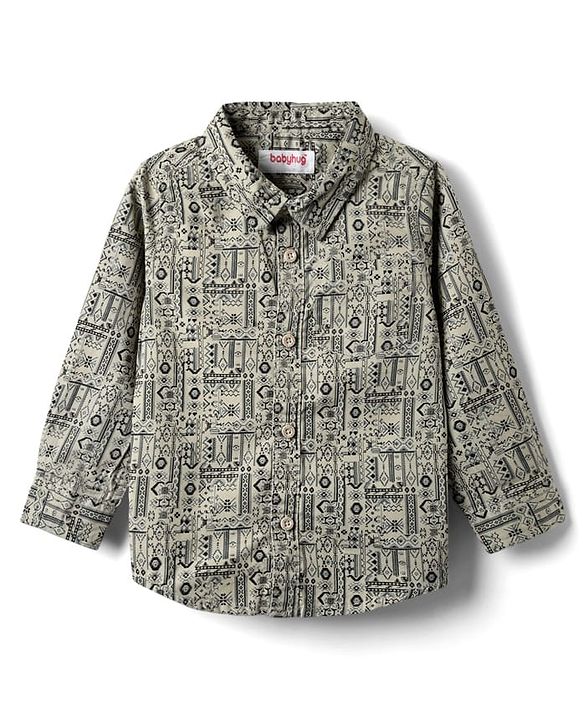 Babyhug Cotton Woven Full Sleeves Printed Shirt & Trouser Set - Multicolor