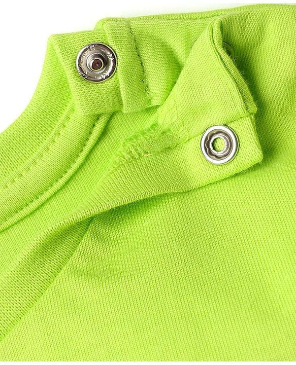 Babyhug Cotton Knit Half Sleeves Shorts Night Suit With Smile Text Print - Lime Green