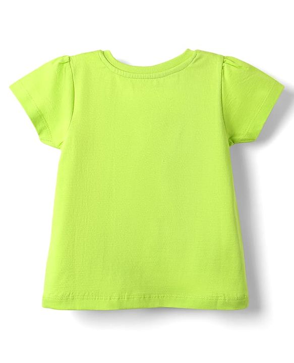 Babyhug Cotton Knit Half Sleeves Shorts Night Suit With Smile Text Print - Lime Green