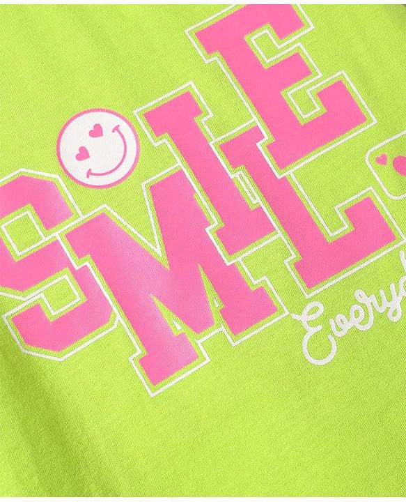 Babyhug Cotton Knit Half Sleeves Shorts Night Suit With Smile Text Print - Lime Green