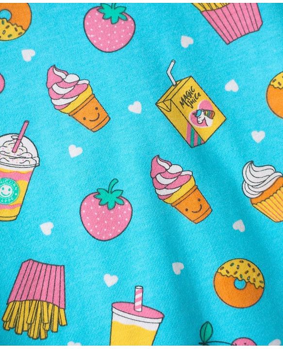 Babyhug Cotton Knit Half Sleeves Co-Ord Night Suit With Tropical Print - Light Blue