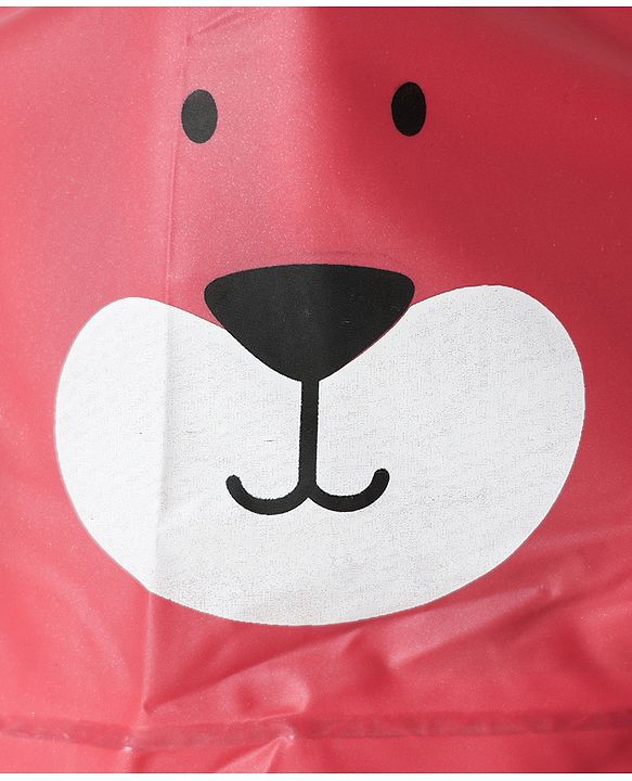 Babyhug Full Sleeves Hooded Raincoat With Tiger Print - Red