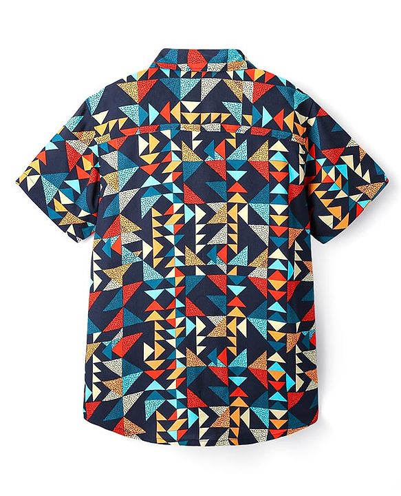 Pine Kids Viscose Woven Half Sleeves Shirt With Abstract Print - Multicolour
