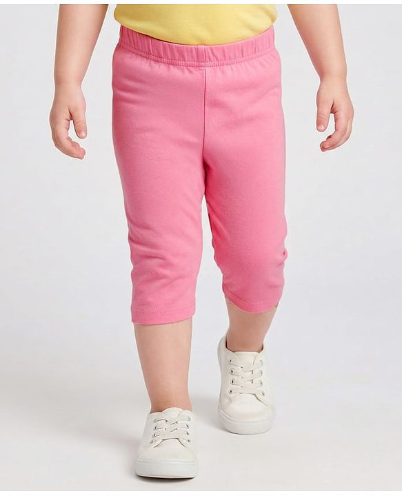 Babyhug Cotton Lycra Knit Three Fourth Fruit Printed Leggings Pack of 3 - Pink Yellow & White