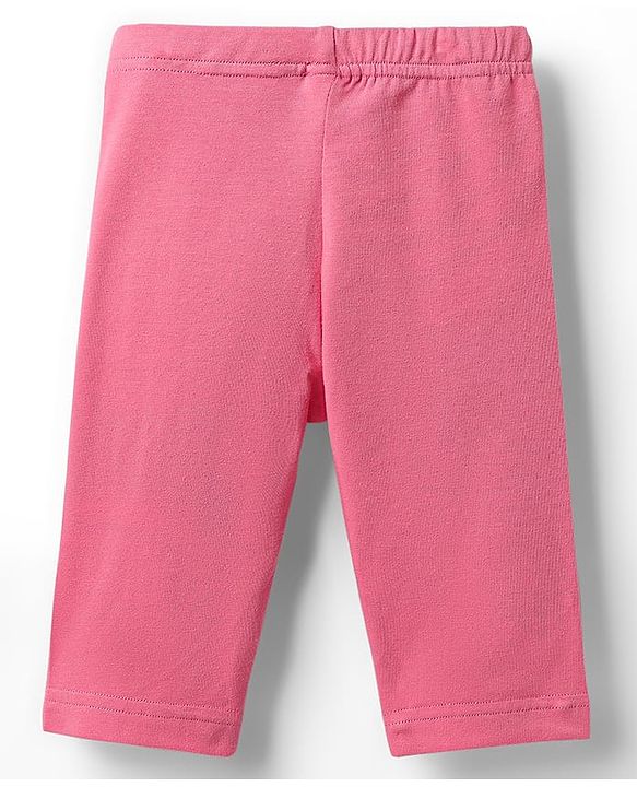 Babyhug Cotton Lycra Knit Three Fourth Leggings with Heart & Floral Print Pack of 3 - Yellow & Pink