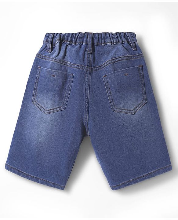Pine Kids Woven Knee Length Shorts With Patch Detailing - Blue