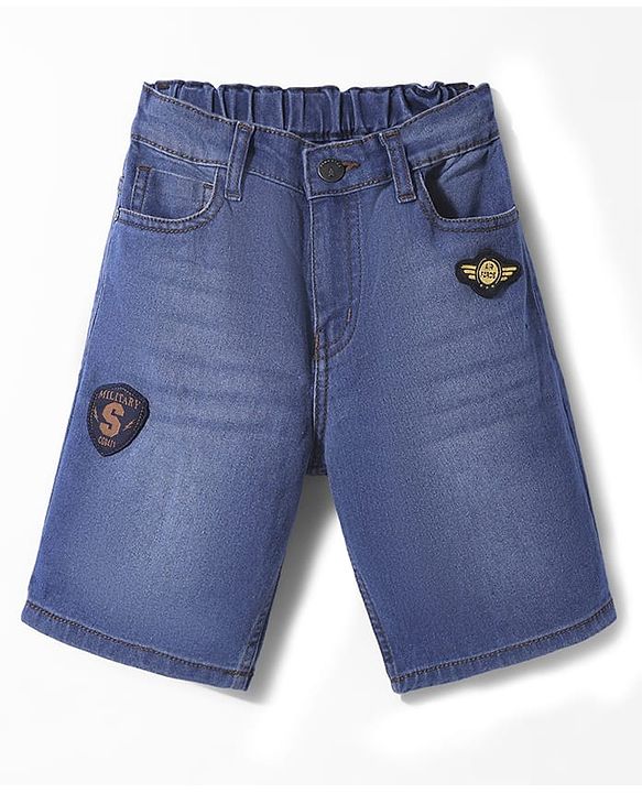 Pine Kids Woven Knee Length Shorts With Patch Detailing - Blue