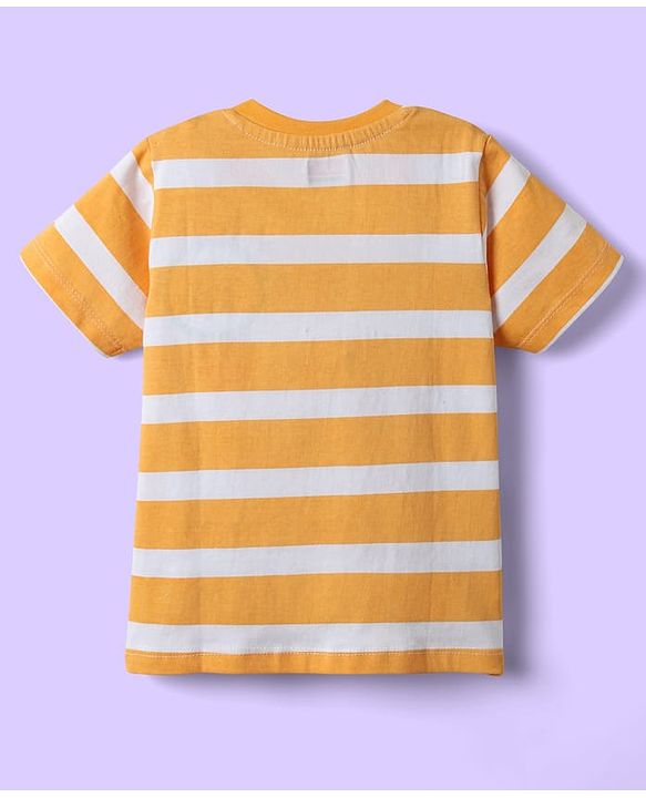Babyhug 100% Cotton Knit Half Sleeves Striped T-Shirts with Animal Print Pack of 5 - Multicolor