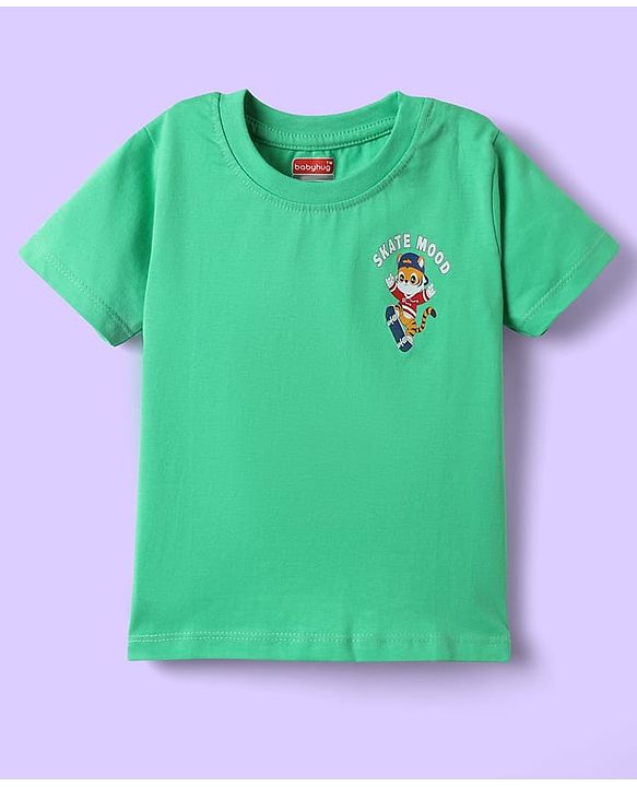 Babyhug 100% Cotton Knit Half Sleeves Striped T-Shirts with Animal Print Pack of 5 - Multicolor
