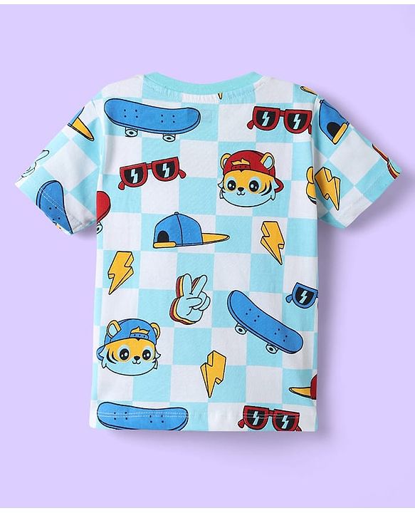 Babyhug 100% Cotton Knit Half Sleeves Striped T-Shirts with Animal Print Pack of 5 - Multicolor