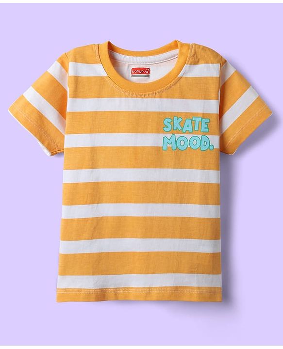Babyhug 100% Cotton Knit Half Sleeves Striped T-Shirts with Animal Print Pack of 5 - Multicolor