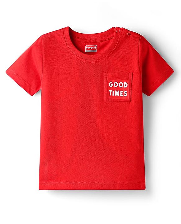 Babyhug 100% Cotton Knit Half Sleeves T-Shirt with Stripes & Smiley Print Pack of 5 - Red & Navy Blue