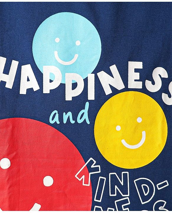Babyhug 100% Cotton Knit Half Sleeves T-Shirt with Stripes & Smiley Print Pack of 5 - Red & Navy Blue