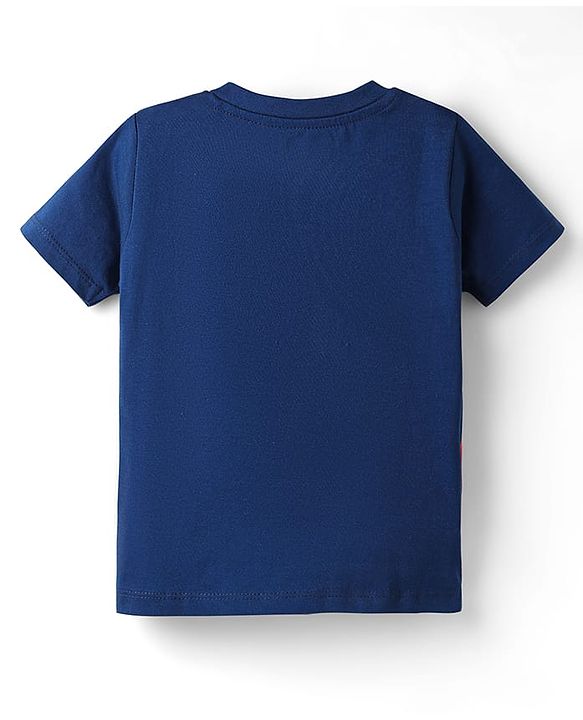 Babyhug 100% Cotton Knit Half Sleeves T-Shirt with Stripes & Smiley Print Pack of 5 - Red & Navy Blue