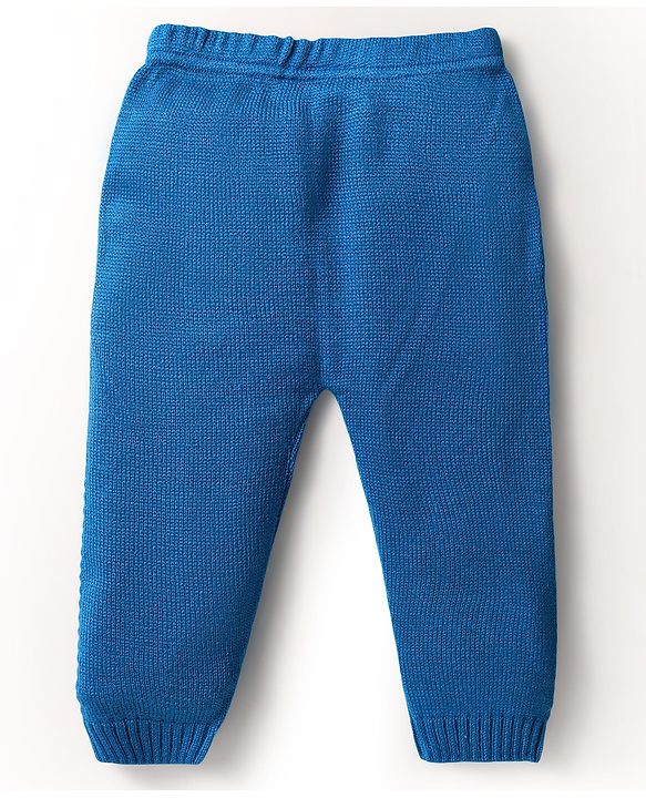 Babyhug Full Sleeves Hooded Front Open Sweater Set With Stripes Design - Golden & Blue