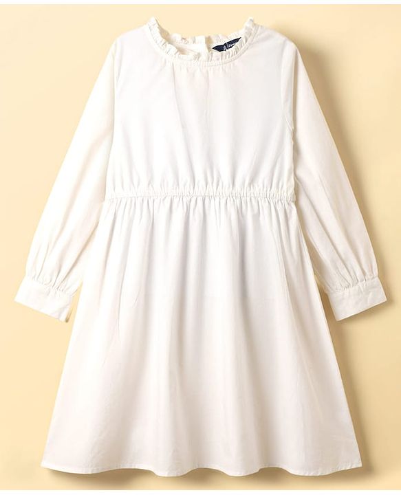 Pine Kids Cotton Woven Full Sleeves Frock With Jacket - White