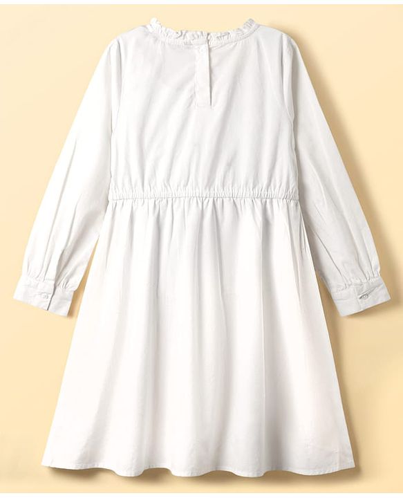 Pine Kids Cotton Woven Full Sleeves Frock With Jacket - White