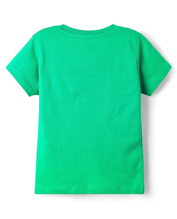 Babyhug Single Jersey Knit Half Sleeves T-Shirt & Shorts Set With Animal Print - Green & Blue