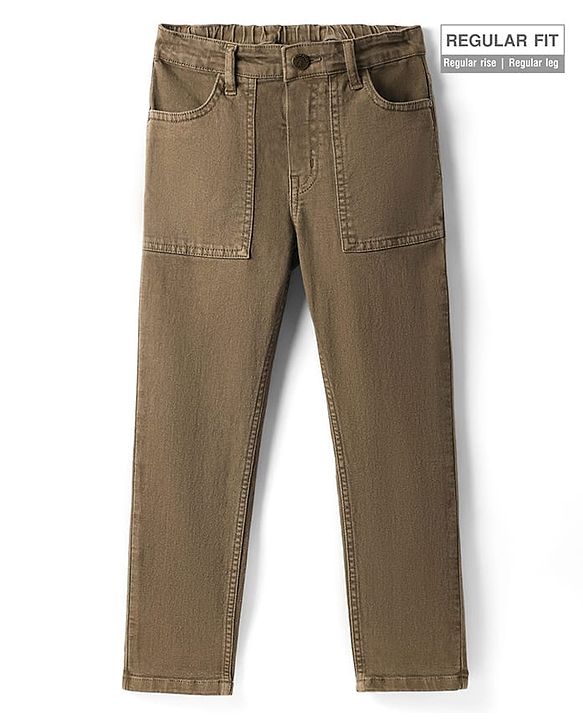 Pine Kids Woven Full Length Washed Denin Jeans - Dark Green