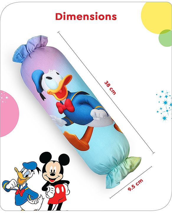 Babyhug Disney Cotton Bolsters with Mickey Face Print Set of 2 - Blue