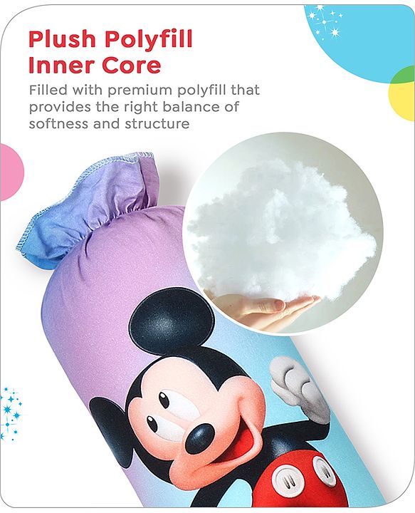 Babyhug Disney Cotton Bolsters with Mickey Face Print Set of 2 - Blue