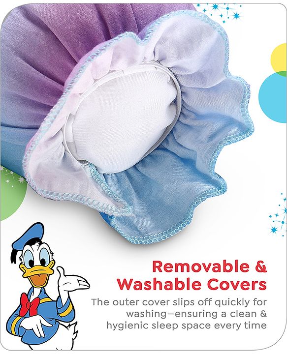 Babyhug Disney Cotton Bolsters with Mickey Face Print Set of 2 - Blue