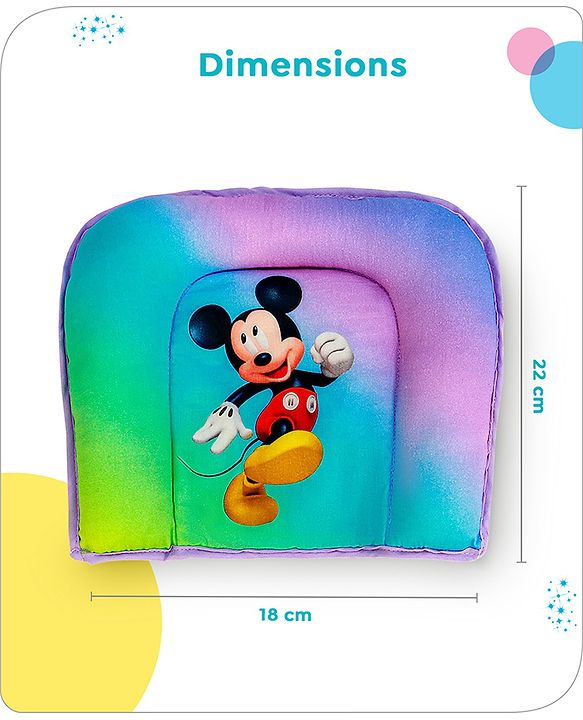 Babyhug Disney Cotton U Shape Pillow with Smiley Mickey Face Print - Blue