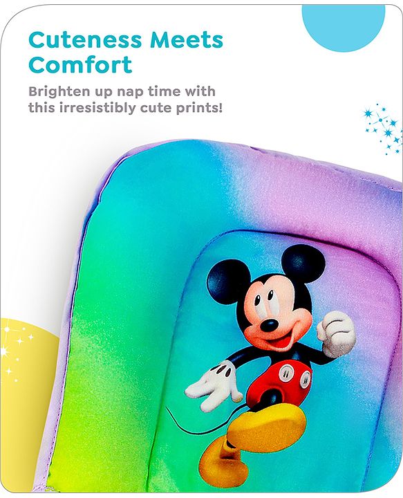 Babyhug Disney Cotton U Shape Pillow with Smiley Mickey Face Print - Blue