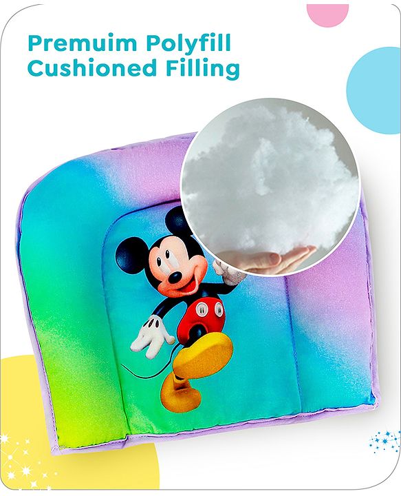 Babyhug Disney Cotton U Shape Pillow with Smiley Mickey Face Print - Blue