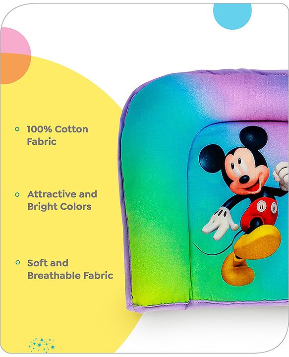 Babyhug Disney Cotton U Shape Pillow with Smiley Mickey Face Print - Blue
