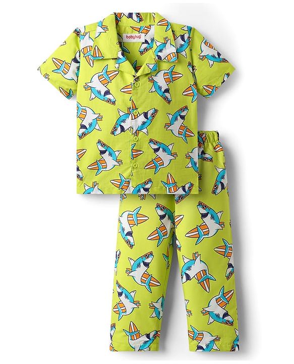 Babyhug Cotton Woven Full Sleeves Shirt with Utility Pocket & Floral Print - White & Blue main image 0