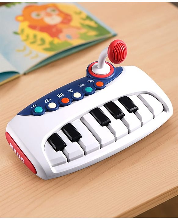 Babyhug Musical Piano with Microphone| Battery Operated|Teaching Mode| Record & Play Mode| Volume Control| Fun Lights|(Colour may vary)