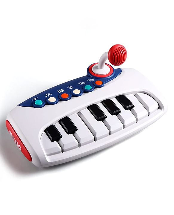 Babyhug Musical Piano with Microphone| Battery Operated|Teaching Mode| Record & Play Mode| Volume Control| Fun Lights|(Colour may vary)