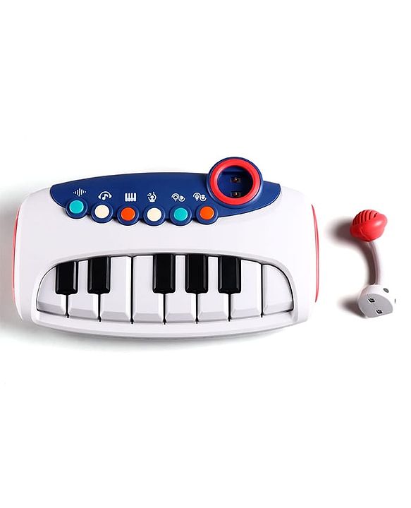Babyhug Musical Piano with Microphone| Battery Operated|Teaching Mode| Record & Play Mode| Volume Control| Fun Lights|(Colour may vary)