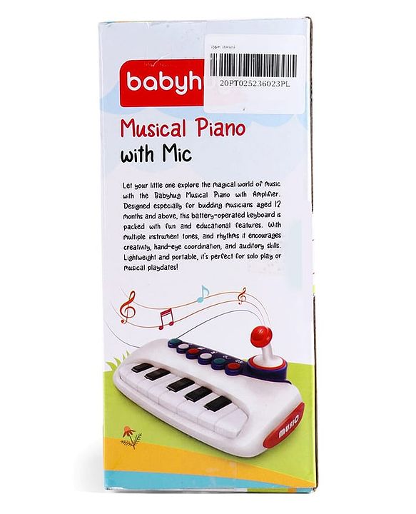 Babyhug Musical Piano with Microphone| Battery Operated|Teaching Mode| Record & Play Mode| Volume Control| Fun Lights|(Colour may vary)