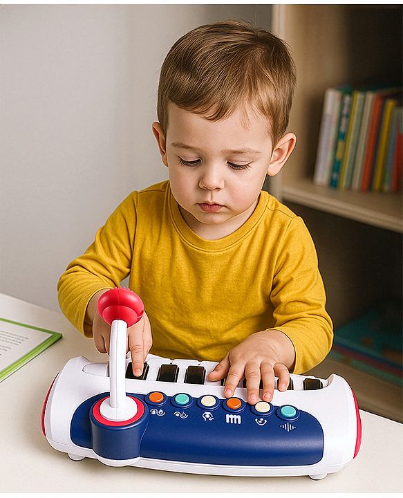 Babyhug Musical Piano with Microphone| Battery Operated|Teaching Mode| Record & Play Mode| Volume Control| Fun Lights|(Colour may vary)