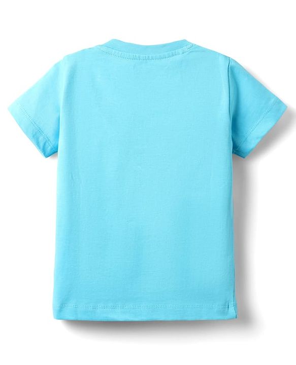 Babyhug Single Jersey Knit Half Sleeves T-Shirt & Shorts Set With Beach Print - Light Blue & Yellow
