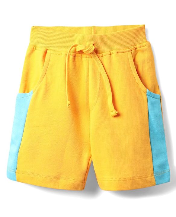 Babyhug Single Jersey Knit Half Sleeves T-Shirt & Shorts Set With Beach Print - Light Blue & Yellow