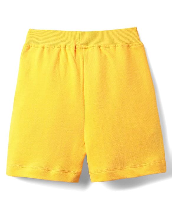 Babyhug Single Jersey Knit Half Sleeves T-Shirt & Shorts Set With Beach Print - Light Blue & Yellow