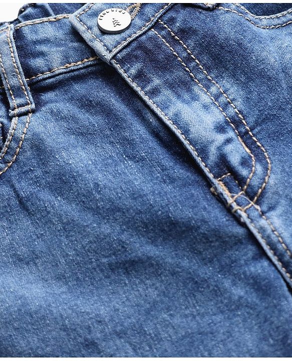 Pine Kids Denim Woven Full Length Washed Jeans With Cargo Pockets - Blue