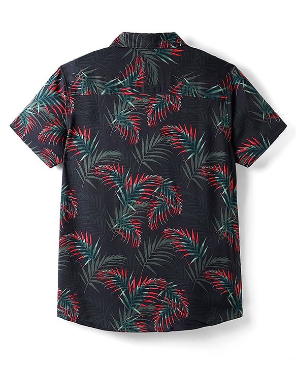 Pine Kids Viscose Woven Half sleeves Shirt With Leaves Print - Multicolour