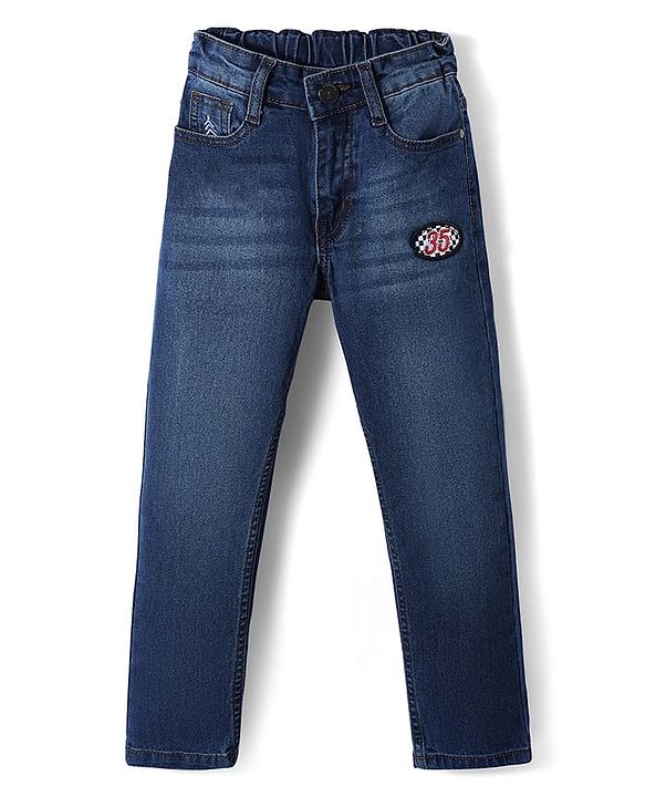 Pine Kids Denim Woven Full Length Jeans with Badge - Navy Blue