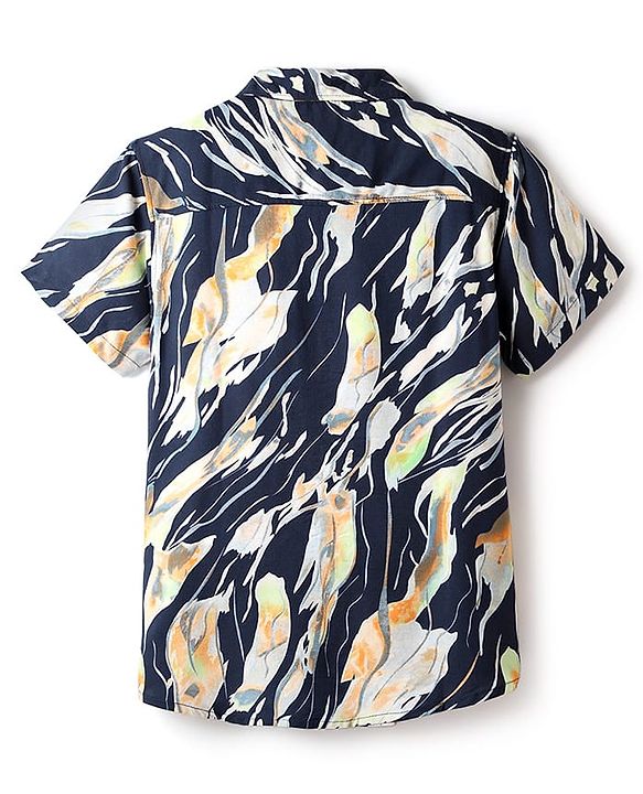 Pine Kids Viscose Woven Half Sleeves Abstract Printed Shirt - Multicolour