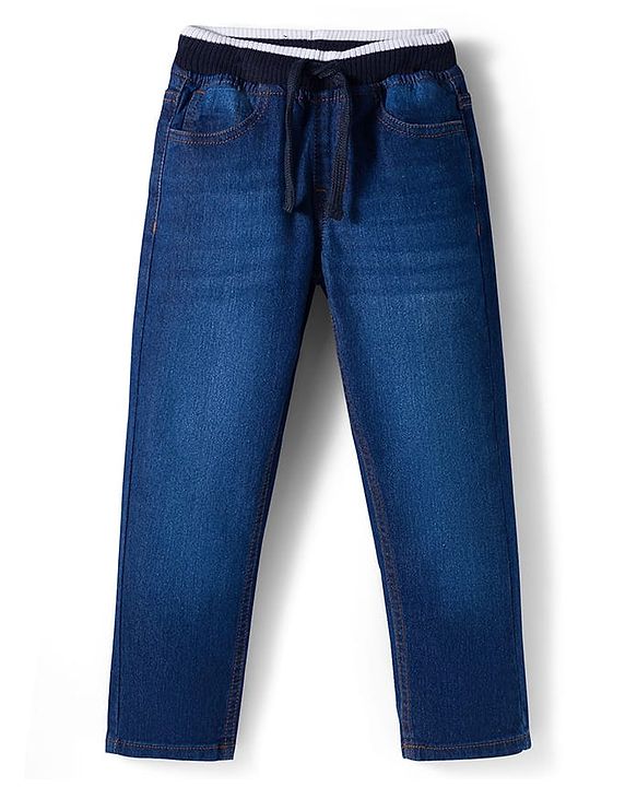 Pine Kids Denim Woven Full Length Washed Jeans - Navy Blue